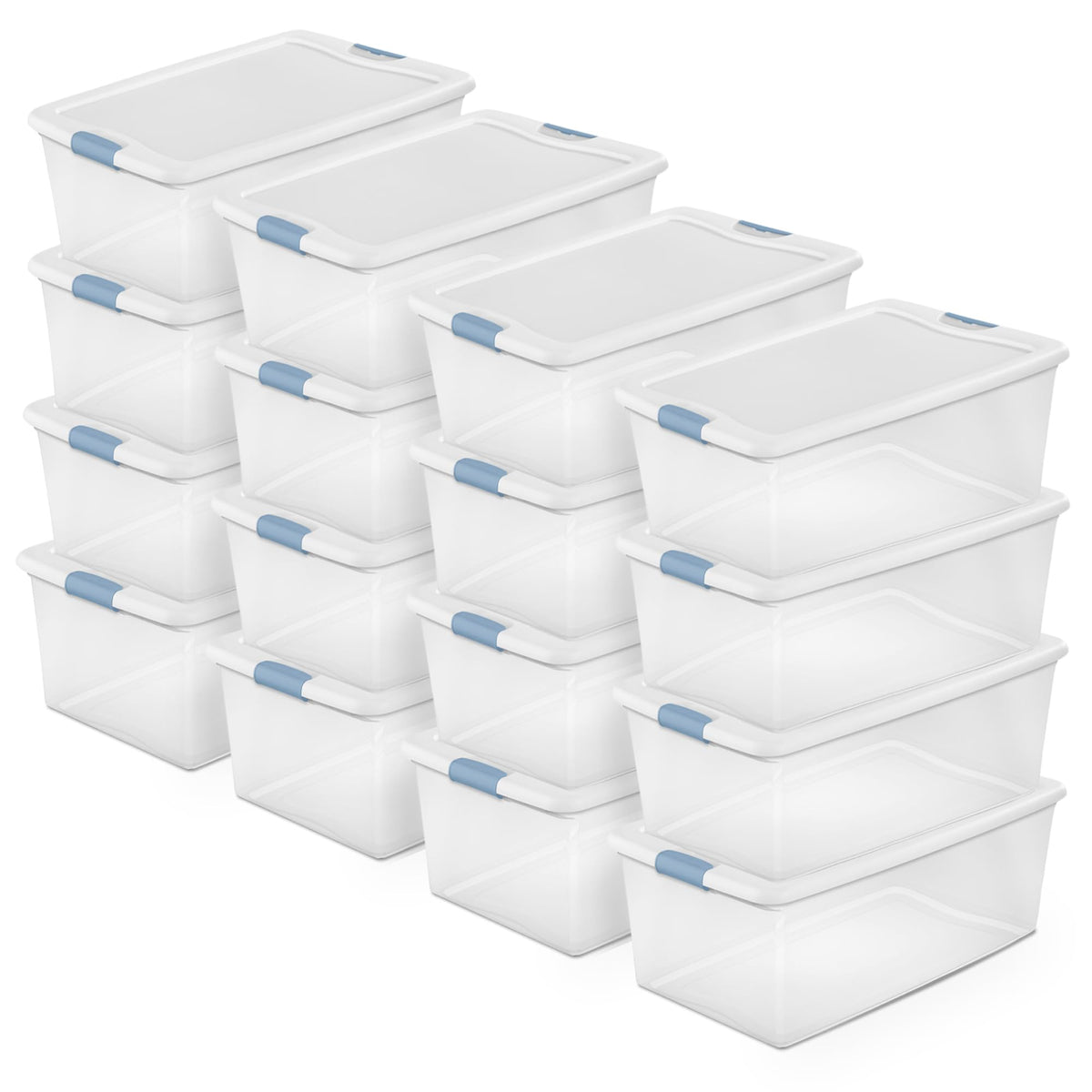 Sterilite Latching Box with Lids for Home and Office, 64 Quart, 4-Pack