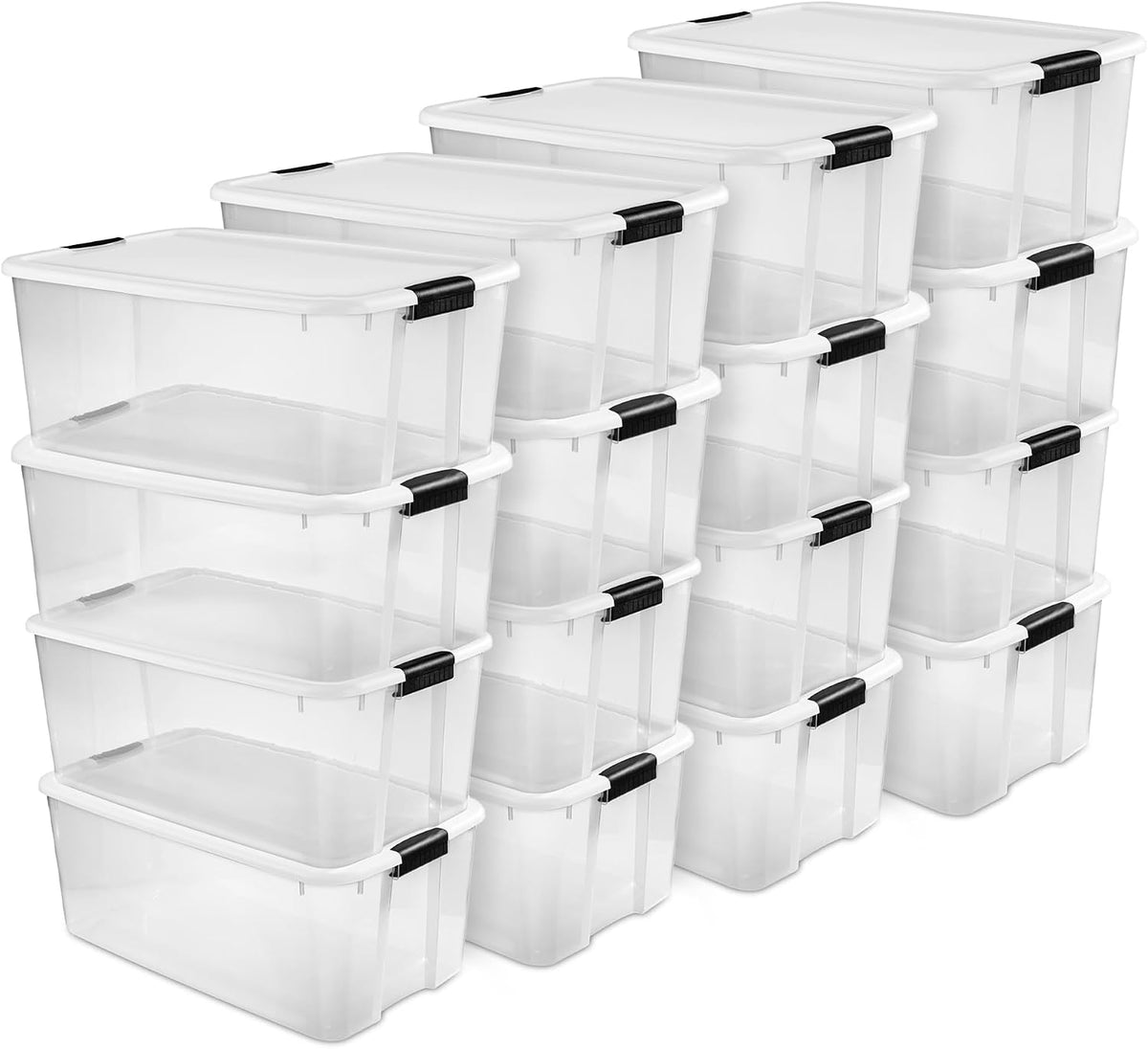 Sterilite Ultra Latch Box with Lids for Home and Office, 70 Quart, 12-Pack