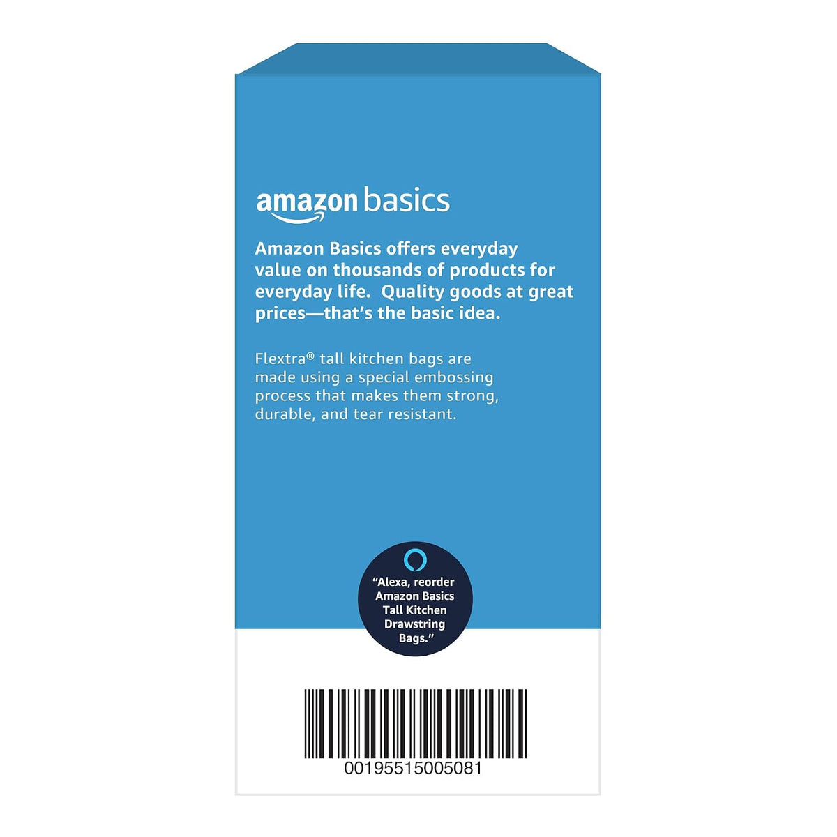 Amazon Basics Flextra Strength Tall Kitchen Drawstring Trash Bags, Fresh Scent, Tear Resistant, 13 Gallon, 120 Count