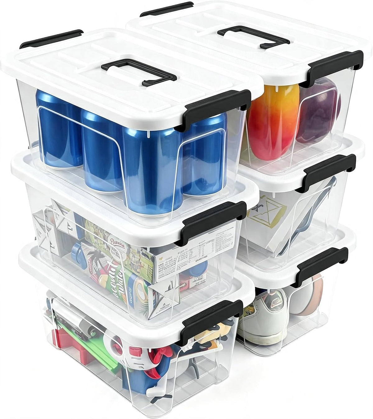 NUMIFUN 7Qt Clear Plastic Storage Bins with Lids,Transparent Design,6 Pack