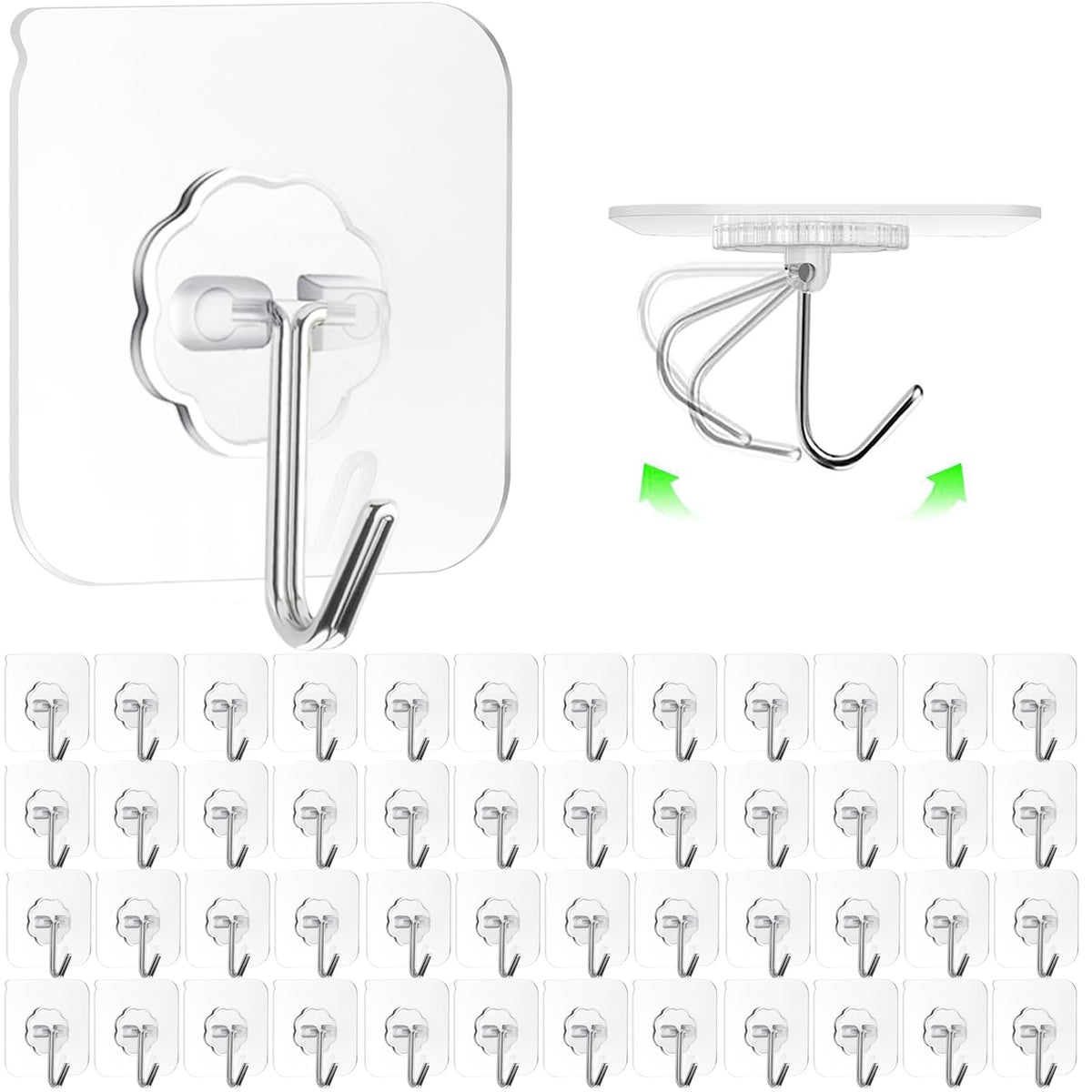 ZESLMG Adhesive Wall Hooks for Hanging, 16 Pack Self Sticky Hook No Drill
