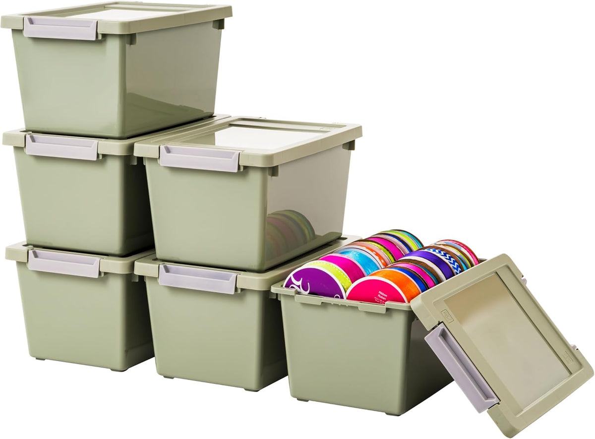 IRIS USA Storage Bins with Lids |Made in USA| 4 Qt - (6-Pack) - Clear