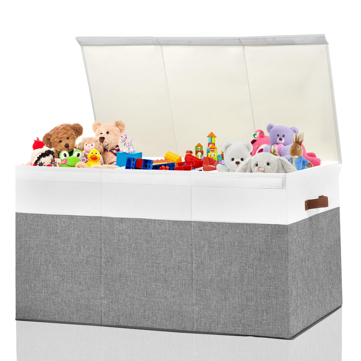 Large Toy Storage Box with Lid, Toy Chest Bin Boxes Basket with Dividers