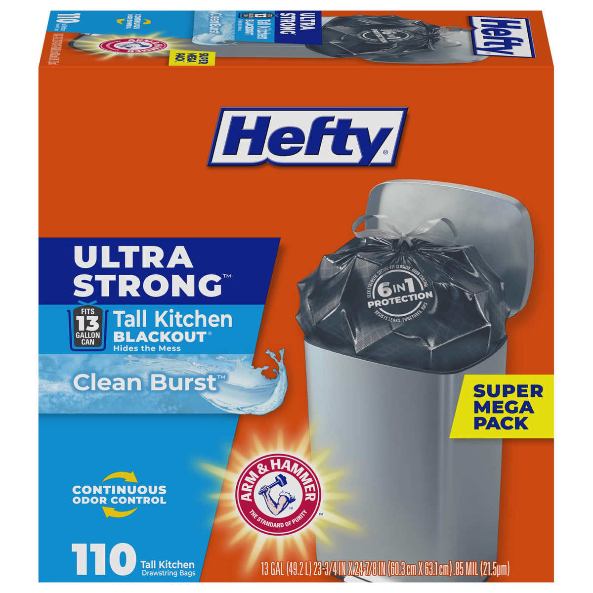 Hefty Ultra Strong 13 Gal Kitchen Trash Bags, White, Lavender Vanilla, 80ct