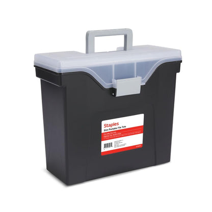 Staples Hanging File Folder Box, Storage Bin Organizer, Snap Lid, Clear