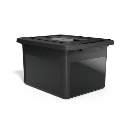 Staples Hanging File Folder Box, Storage Bin Organizer, Snap Lid, Clear
