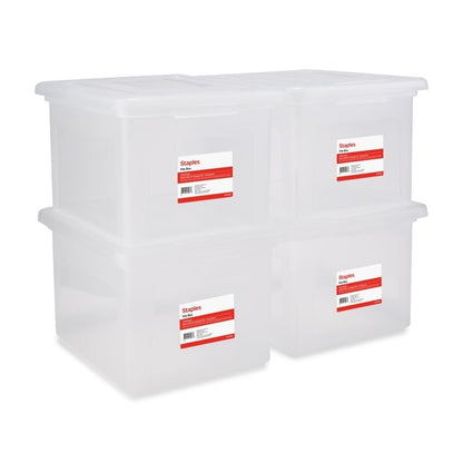 Staples Hanging File Folder Box, Storage Bin Organizer, Snap Lid, Clear