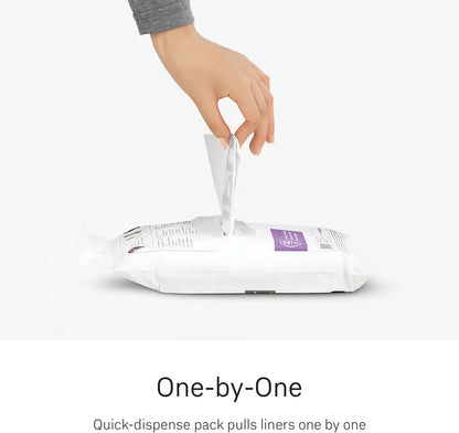simplehuman Code J 100 Count Custom Fit Liners, Drawstring Kitchen Trash Bags, One-by-One Mess-Free Dispense, Extra Thick & Double Seamed, 50% PCR Plastic, 38-45 Liter / 10-12 Gallon, White