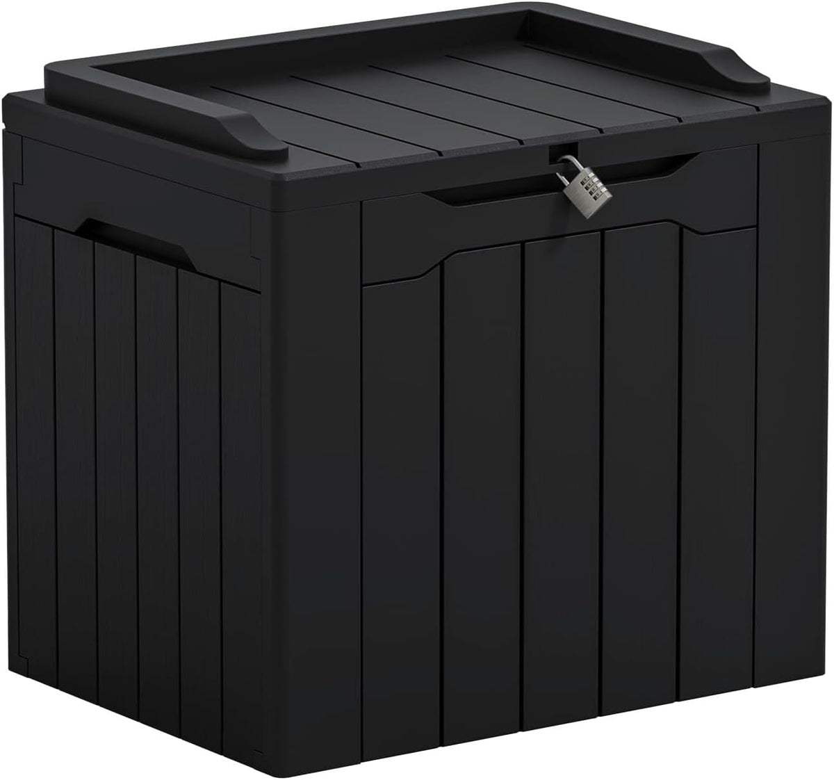 Greesum Outdoor Storage Box 31 Gallon Storage Box with Lid for Patio Furniture, Garden Tools, Pool Supplies, Waterproof and UV Resistant, Lockable, Dark Black