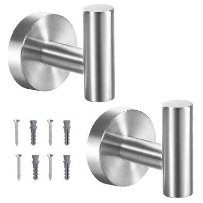 Vuzvuv Brushed Nickel Self Adhesive Stainless Steel Towel Hooks (2-Pack)