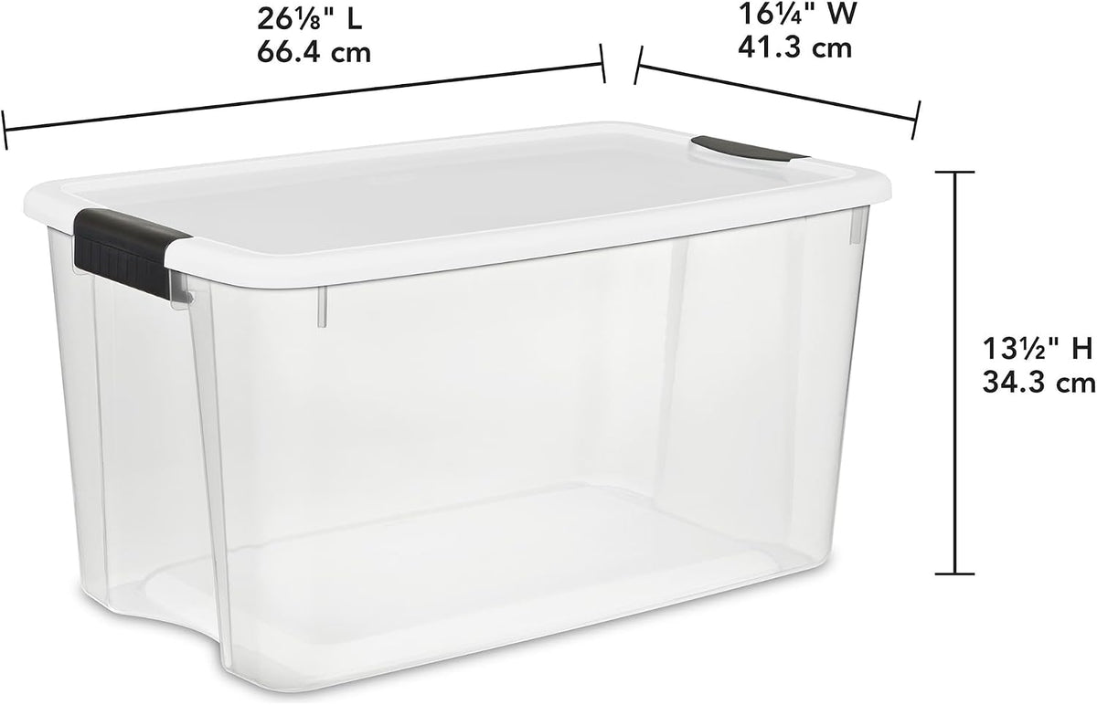 Sterilite Ultra Latch Box with Lids for Home and Office, 70 Quart, 12-Pack