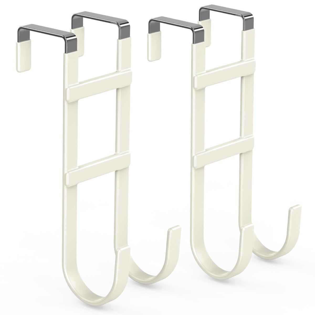 FYY Over the Door Hooks, Double-Hanger 2 Pack, Fits Doors 1 3/8" White