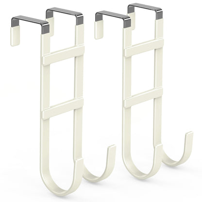 FYY Over the Door Hooks, Double-Hanger 2 Pack, Fits Doors 1 3/8" White