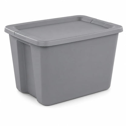 6 Pack 27 Gallon Heavy Duty Storage Bins with Snap Lids, Durable Plastic Storage Totes with Stackable Black Containers & Yellow Latching Covers for Home Garage Moving Organization