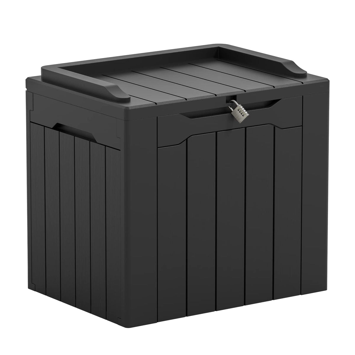 Greesum Outdoor Storage Box 31 Gallon Storage Box with Lid for Patio Furniture, Garden Tools, Pool Supplies, Waterproof and UV Resistant, Lockable, Dark Black