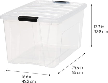 IRIS USA 4-Pack 72 Quart Storage Bins with Lids, Clear