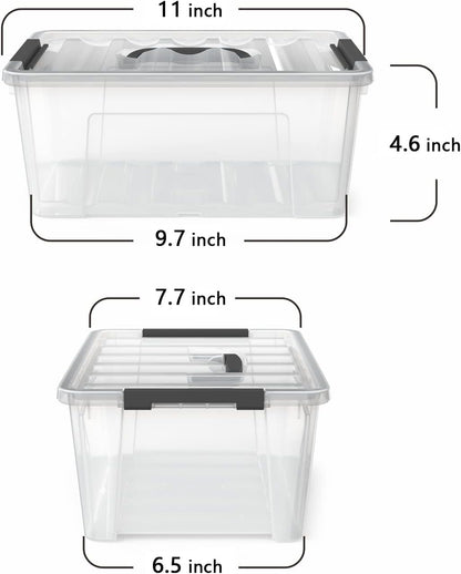 WYT Clear Storage Latch Bins, 6-Pack Storage Organizer Box with Handle and Lids, 5-Litre