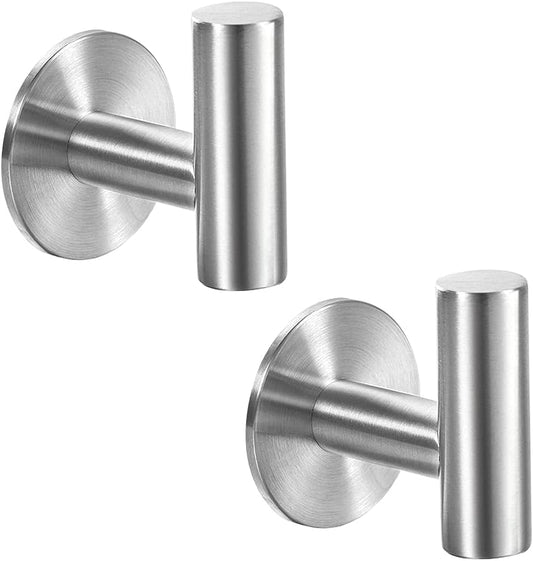 Vuzvuv Brushed Nickel Self Adhesive Stainless Steel Towel Hooks (2-Pack)
