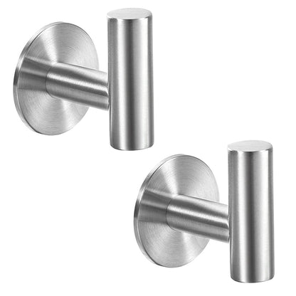 Vuzvuv Brushed Nickel Self Adhesive Stainless Steel Towel Hooks (2-Pack)