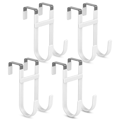 FYY Over the Door Hooks, Double-Hanger 2 Pack, Fits Doors 1 3/8" White