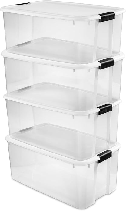 Sterilite Ultra Latch Box with Lids for Home and Office, 116 Quart, 4-Pack