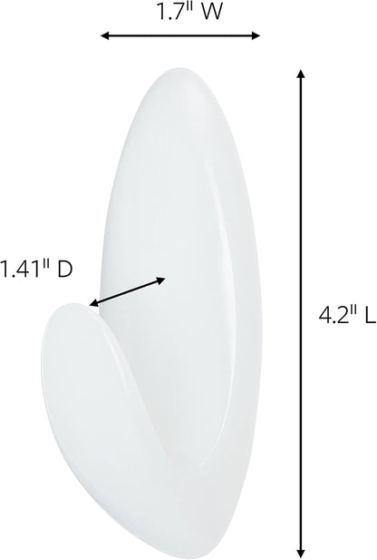 Command Large White Bath Hooks, 3 Hooks, 3 Strips
