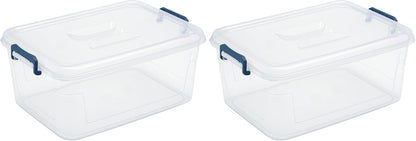 Plastic Storage Bins with Lids, Clear Stackable Storage Containers - 21 Qt