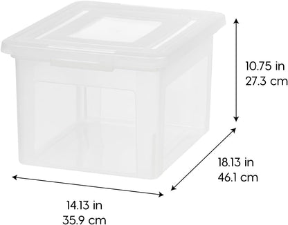 IRIS USA 35 Qt. Letter/Legal File Box with Latching Lid, Clear
