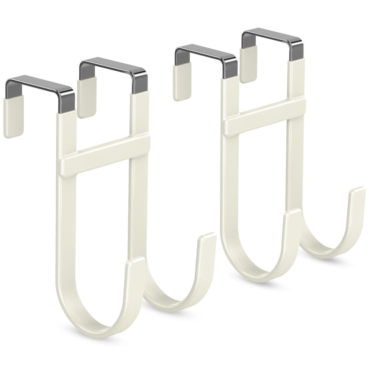FYY Over the Door Hooks, Double-Hanger 2 Pack, Fits Doors 1 3/8" White