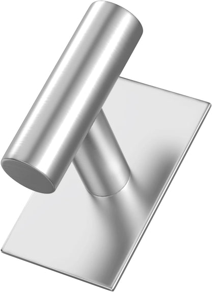 VAEHOLD Wall Towel Hooks, Heavy Duty Sticky Holder Waterproof Towel Hooks for Hanging Coat, Clothes, Closet Hook Wall Mount for Kitchen (Silver, 2 Pack)