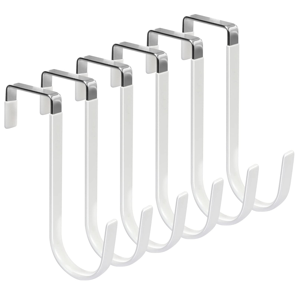 FYY Over the Door Hooks, Double-Hanger 2 Pack, Fits Doors 1 3/8" White