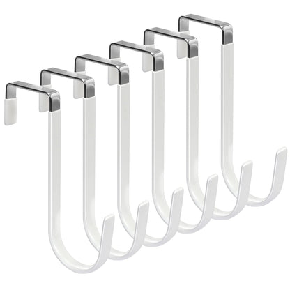 FYY Over the Door Hooks, Double-Hanger 2 Pack, Fits Doors 1 3/8" White
