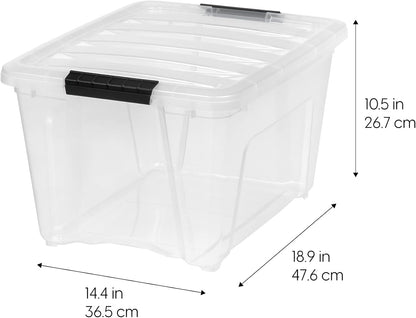 IRIS USA 4-Pack 32 Quart Storage Bins with Lids, Clear