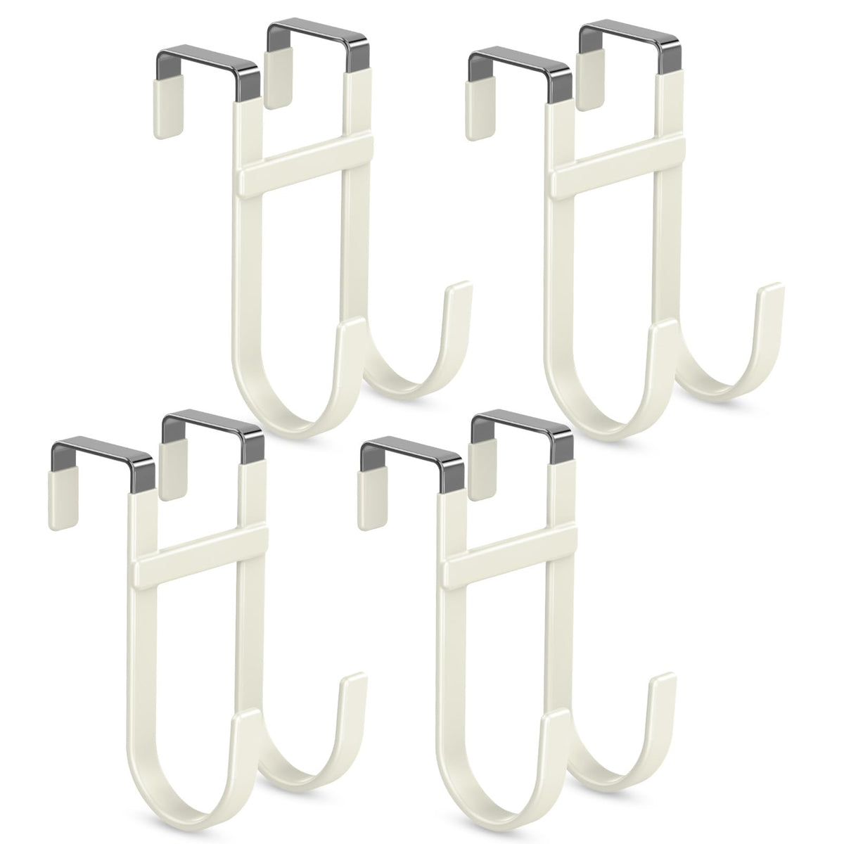 FYY Over the Door Hooks, Double-Hanger 2 Pack, Fits Doors 1 3/8" White