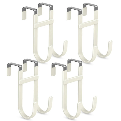 FYY Over the Door Hooks, Double-Hanger 2 Pack, Fits Doors 1 3/8" White