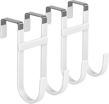 FYY Over the Door Hooks, Double-Hanger 2 Pack, Fits Doors 1 3/8" White
