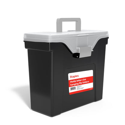 Staples Hanging File Folder Box, Storage Bin Organizer, Snap Lid, Clear