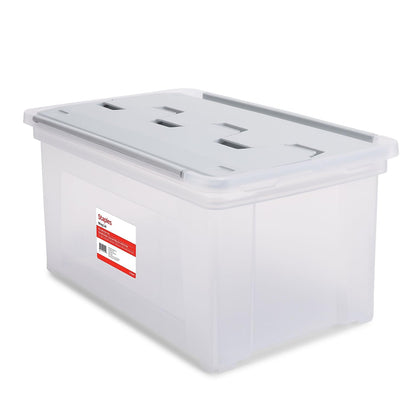 Staples Hanging File Folder Box, Storage Bin Organizer, Snap Lid, Clear