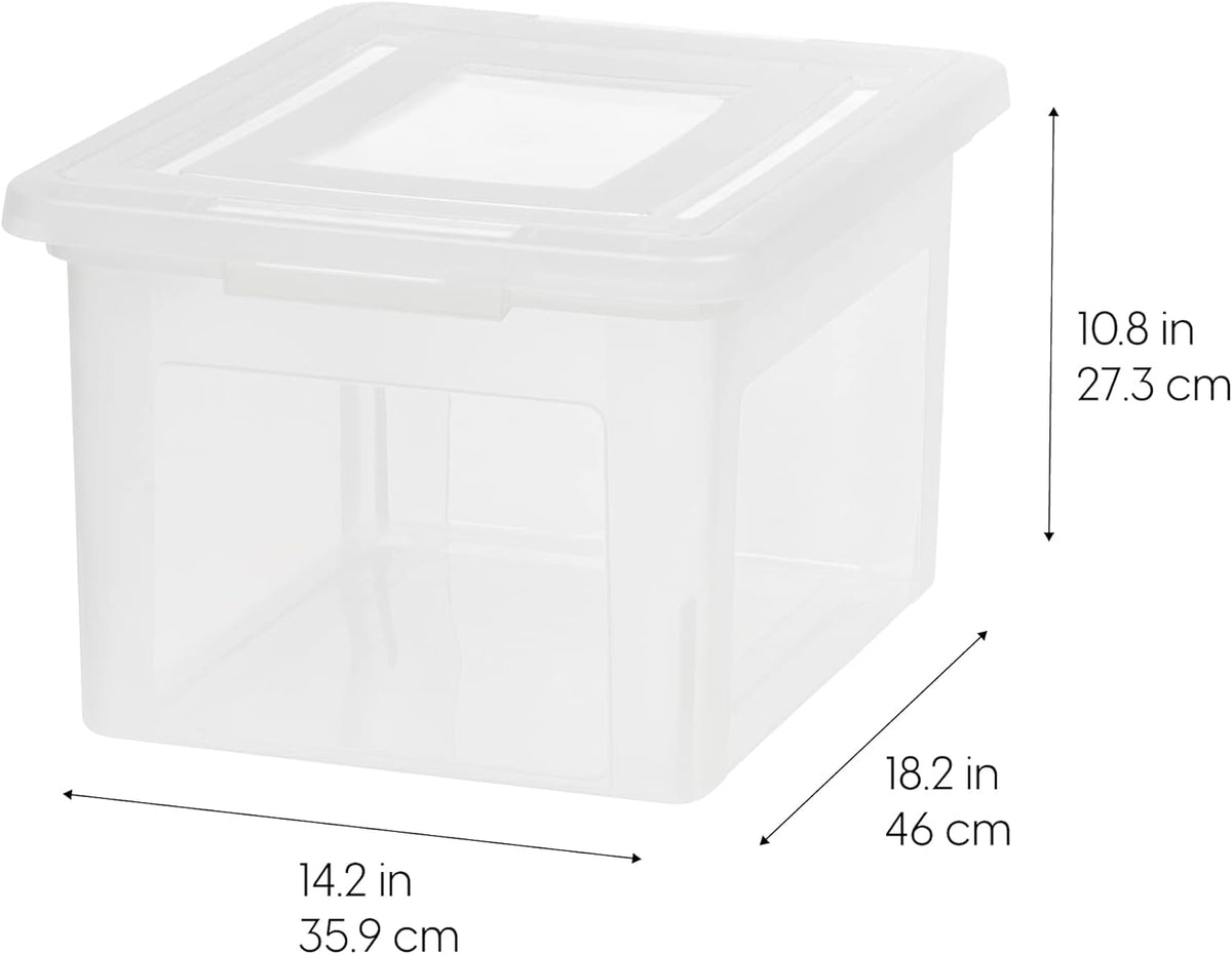 IRIS USA 4-Pack 35 Qt File Box, Letter/Legal Hanging File Storage, Clear