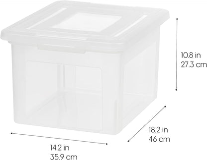 IRIS USA 4-Pack 35 Qt File Box, Letter/Legal Hanging File Storage, Clear