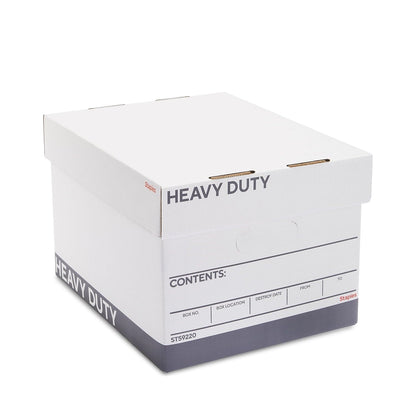 Staples Corrugated File Box, Lift-Off Lid, Letter/Legal, White/Black, 10/Pk