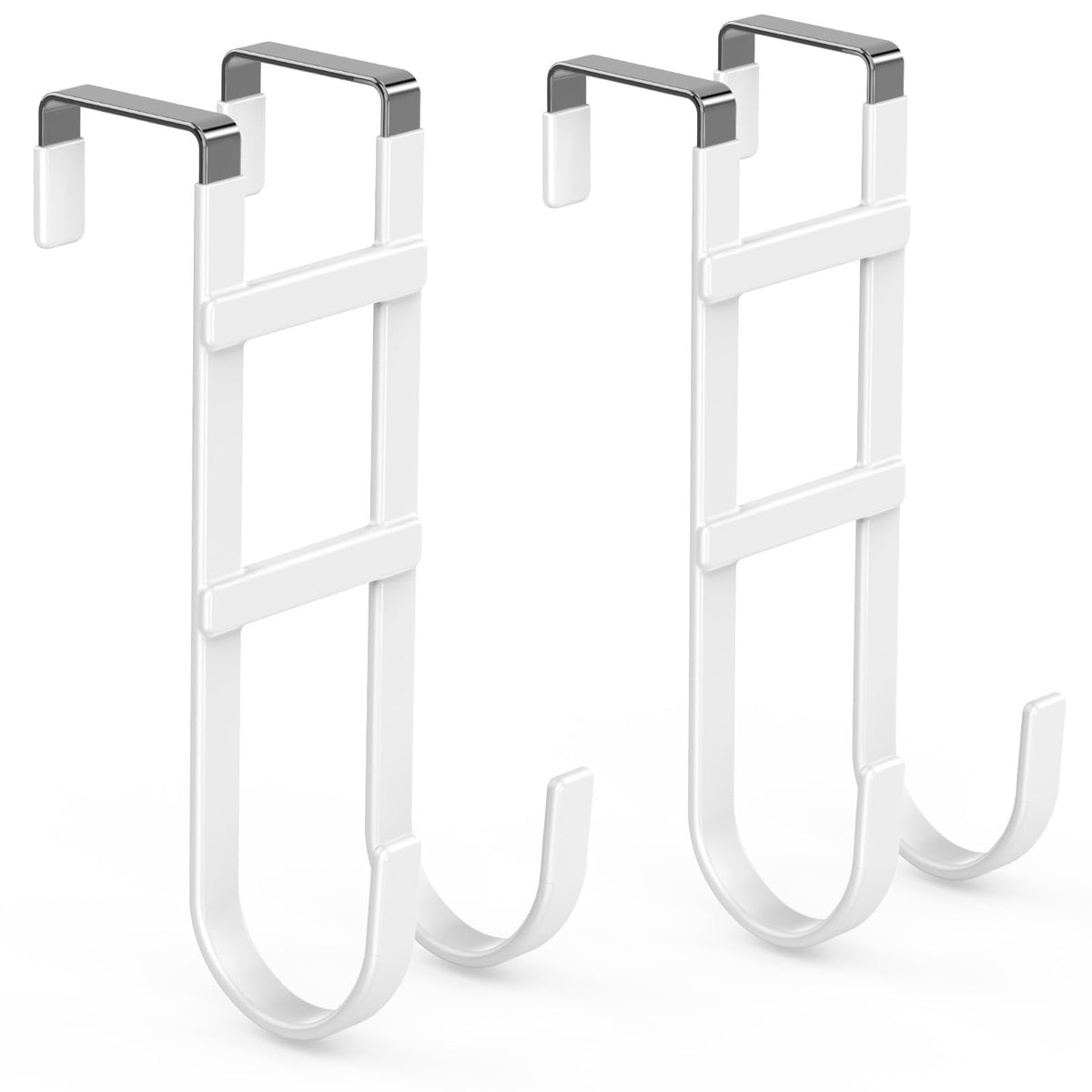 FYY Over the Door Hooks, Double-Hanger 2 Pack, Fits Doors 1 3/8" White