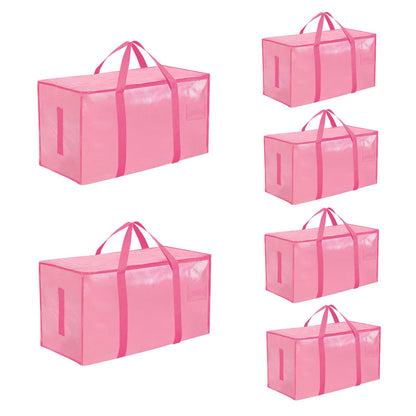 Moving Bags Extra Large 8 Pack - Heavy Duty Storage Totes with Wrap-Around Handles & Reinforced Zippers - Foldable Moving Box Alternative, Water-Resistant for Dorm, Closet & Under Bed Storage (Clear)
