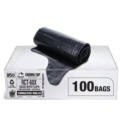 Aluf Plastics 55 Gallon Trash Bags Heavy Duty - (Huge) - 2.0 MIL Thick (equiv) - 38" x 58" - Garbage Bags for Toter, Contractors, Lawn, Leaf, Yard Waste, Kitchen, Industrial, Black, 50 Pack