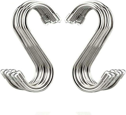 20 Pack 3.4" S Shaped Hooks Stainless Steel Metal Hangers Hanging Hooks for Kitchen, Work Shop, Bathroom, Garden