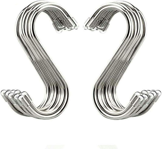 20 Pack 3.4" S Shaped Hooks Stainless Steel Metal Hangers Hanging Hooks for Kitchen, Work Shop, Bathroom, Garden