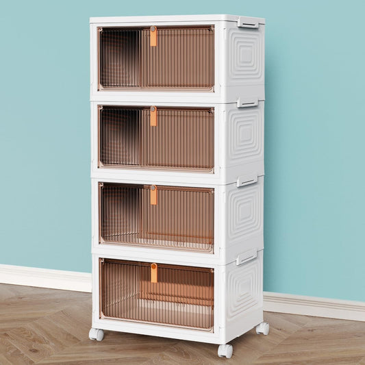 CTSNSLH 4 Tier Plastic Storage Bins with Lid 23QT - Stackable Storage Bins