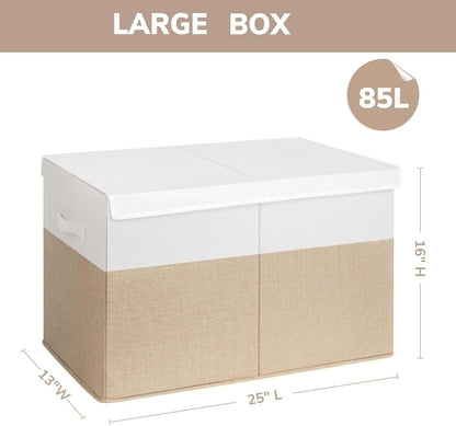INDRESSME 85L Large Toy Storage Box with Lid Divider Foldable Toy Chest