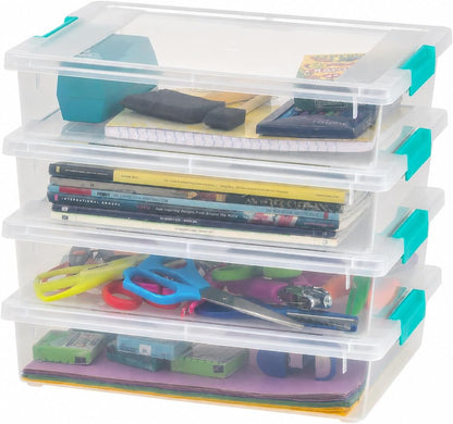 IRIS USA Storage Bins with Lids |Made in USA| 4 Qt - (6-Pack) - Clear