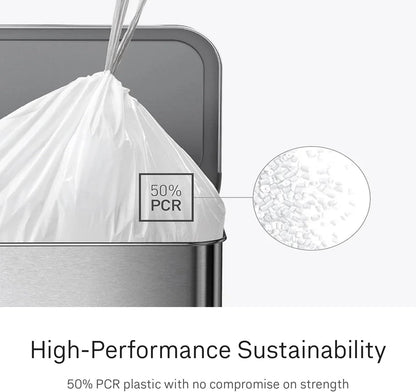 simplehuman Code J 100 Count Custom Fit Liners, Drawstring Kitchen Trash Bags, One-by-One Mess-Free Dispense, Extra Thick & Double Seamed, 50% PCR Plastic, 38-45 Liter / 10-12 Gallon, White